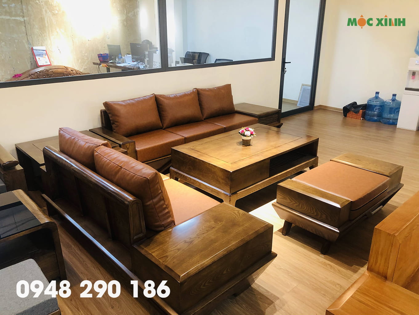 Mẫu bàn ghế góc chữ L thuyền hộp ngăn kéo